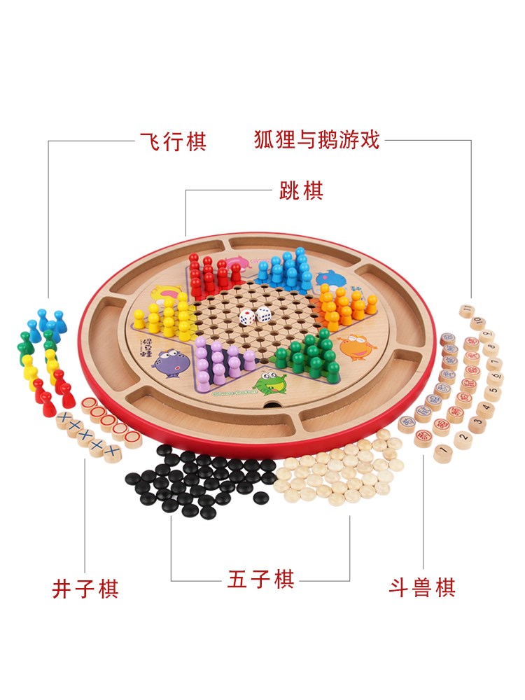 多功能游戏棋盘飞行棋跳棋五子棋斗兽棋儿童益智棋类玩具蛇棋学生-图1