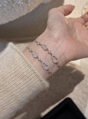 s925纯银满钻葫芦手链女小众设计气质微镶锆石ins网红手饰品批发