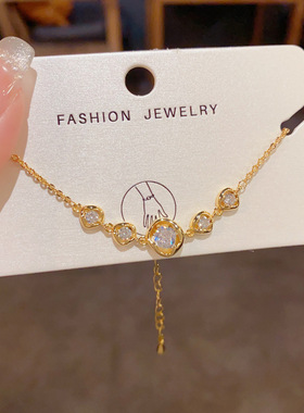 日韩时尚简约设计感镶钻金属圆环手链精致轻奢百搭冷淡风手饰