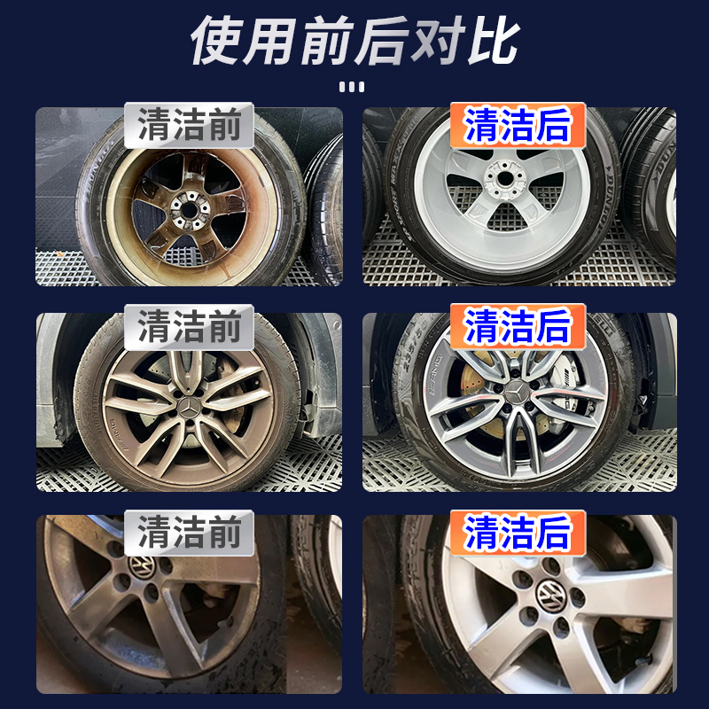轮毂清洗剂强力去污泥沙铝合金轮胎免檫拭汽车专用清洁剂大桶原液