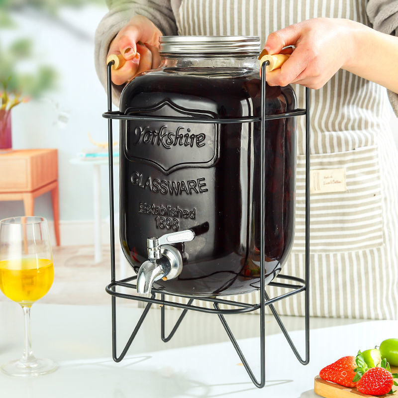 Glass cold water bucket, mixing bucket, soaking wine bottle, homemade beverage, fruit tea bucket, juice can, beer internet celebrity Coke bucket container