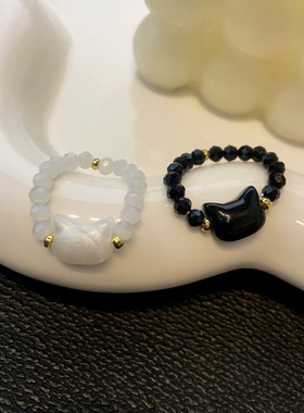 猫咪闺蜜戒指ins学生小众高级颜值女生