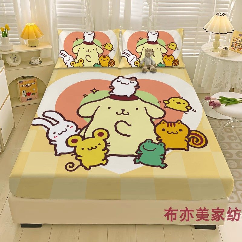 卡通布丁狗可爱小狗床笠180x200m全包防滑亲肤通用床垫保护套床笠,淘宝优惠券,粉丝福利购,淘宝优惠卷