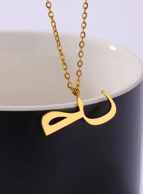 法国coss koko欧美时尚个性简约切割阿拉伯字母吊坠项链
