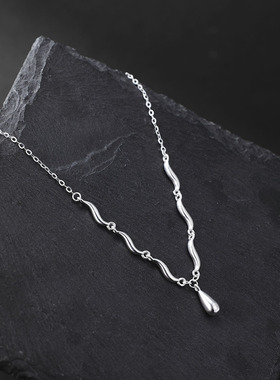 法国coss kokos925银波浪水滴项链女ins小众气质百搭几何形锁骨