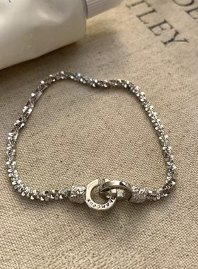 法国coss koko年新款波光粼粼满天星双环锁扣字母手链气质简约