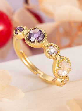 法国coss koko灭霸能量系托帕石月光石拉长石紫水晶轻奢戒指简约