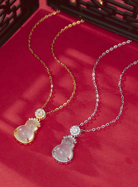 法国coss kokos925银国潮宫廷风葫芦福禄项链女新中式白玉髓吊坠