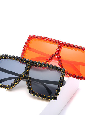 法国coss koko新款大框太阳镜 欧美个性镶钻眼镜 炫酷大方框炫酷