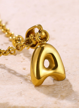 法国coss koko欧美时尚简约气质配件镀18k金色迷你气泡字母吊坠