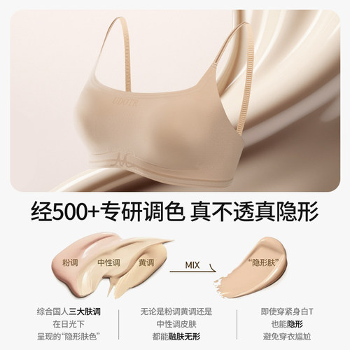 猫人隐形无痕内衣女夏薄款细肩带美背吊带背心胸大显小运动文胸罩 - 图1