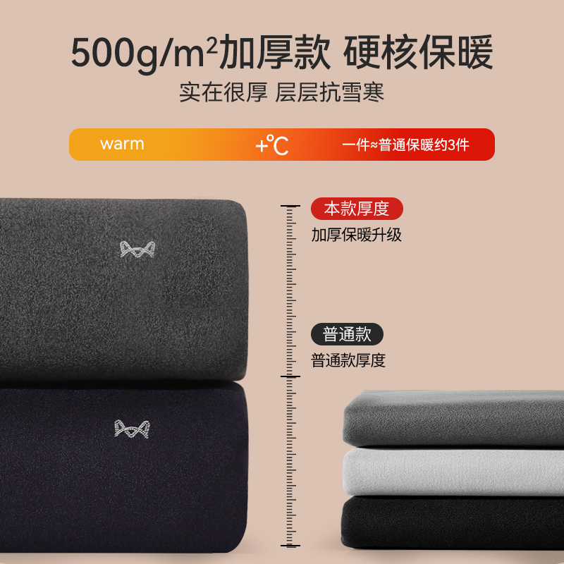 猫人保暖内衣男款加绒德加厚发热打底衫男士防寒秋衣秋裤套装冬季 - 图1