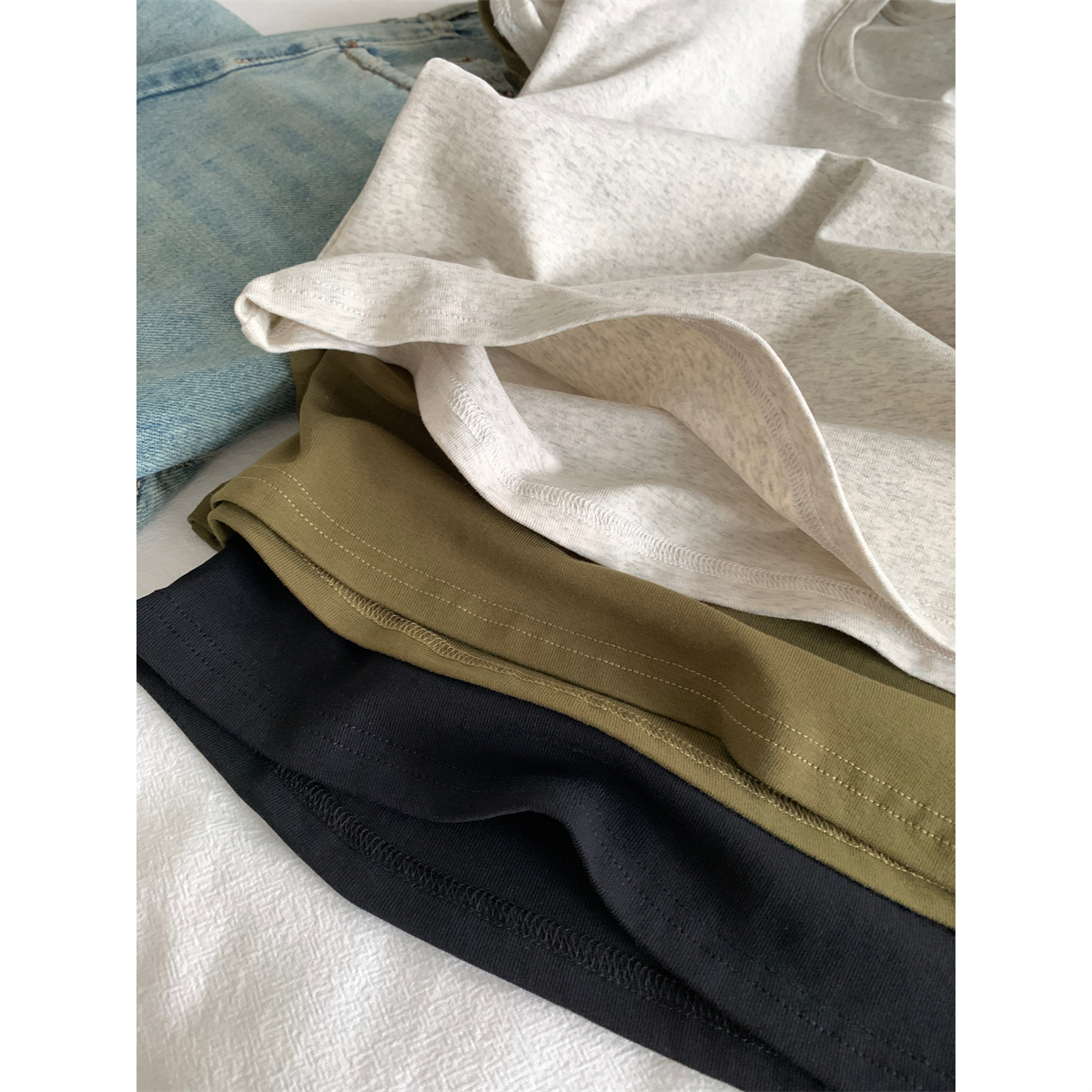 【JMHH】圆领气质短袖T恤女夏季新款显瘦百搭休闲纯色打底衫上衣 - 图2