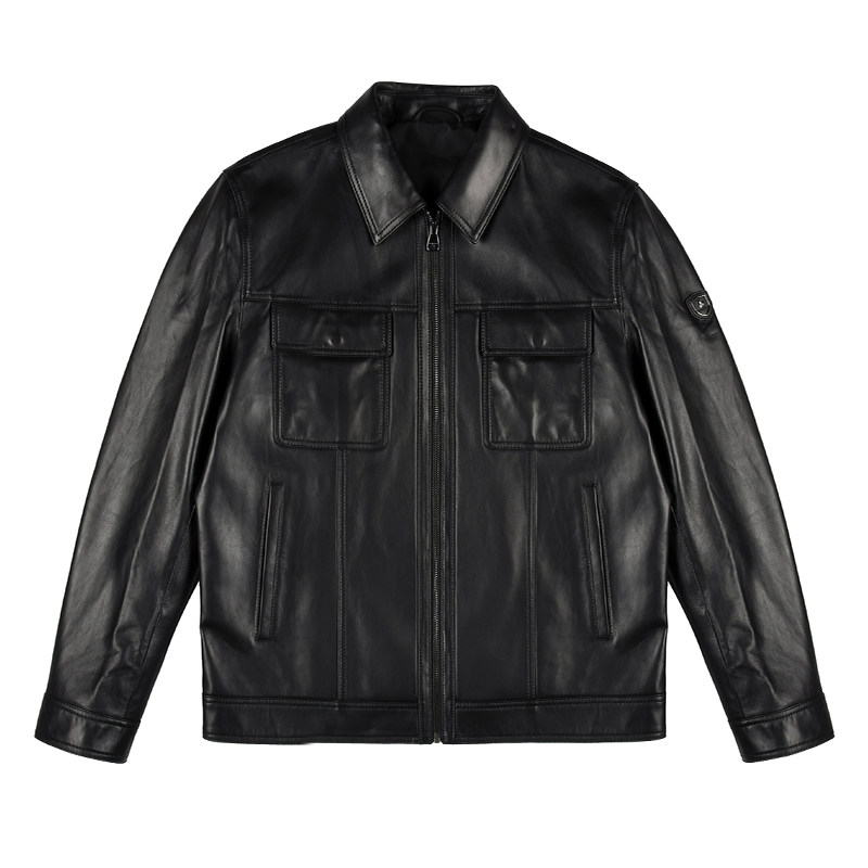 雷迪波尔男装皮衣外套男春秋新款绵羊皮商务休闲翻领真皮夹克上衣,淘宝优惠券,粉丝福利购,淘宝优惠卷