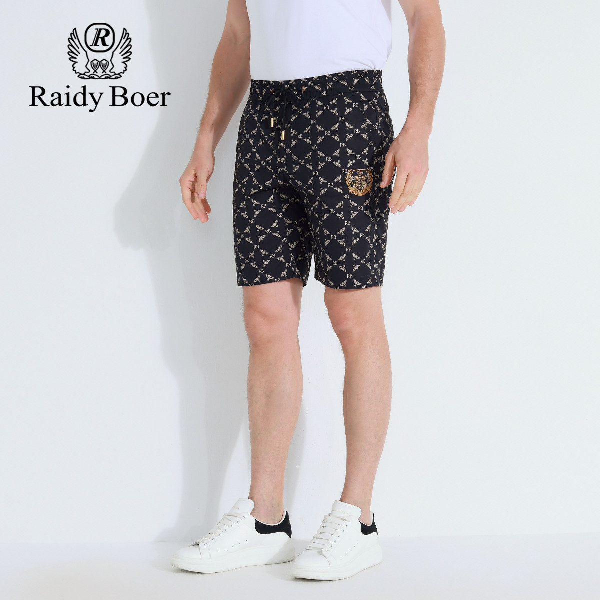 雷迪波尔男装短裤2025夏季新款数码印花潮流松紧抽绳薄款沙滩裤男,淘宝优惠券,粉丝福利购,淘宝优惠卷