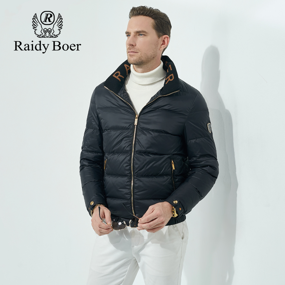 雷迪波尔男装羽绒服2023秋冬新款可脱卸帽纯色厚款鸭绒休闲外套男 - 图2