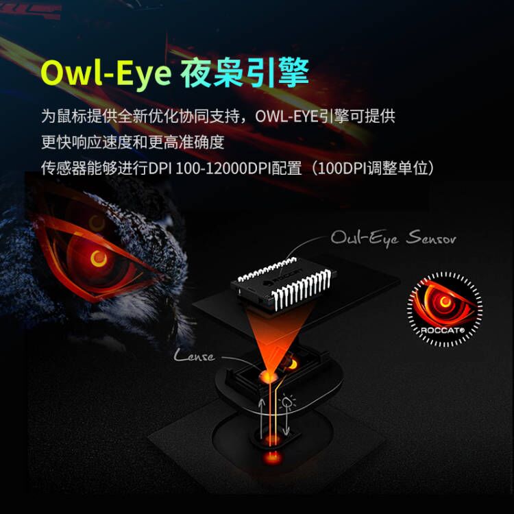 冰豹魔幻豹夜枭KONE PURE OWL EYE办公小手游戏鼠标宏电竞有线CF - 图1