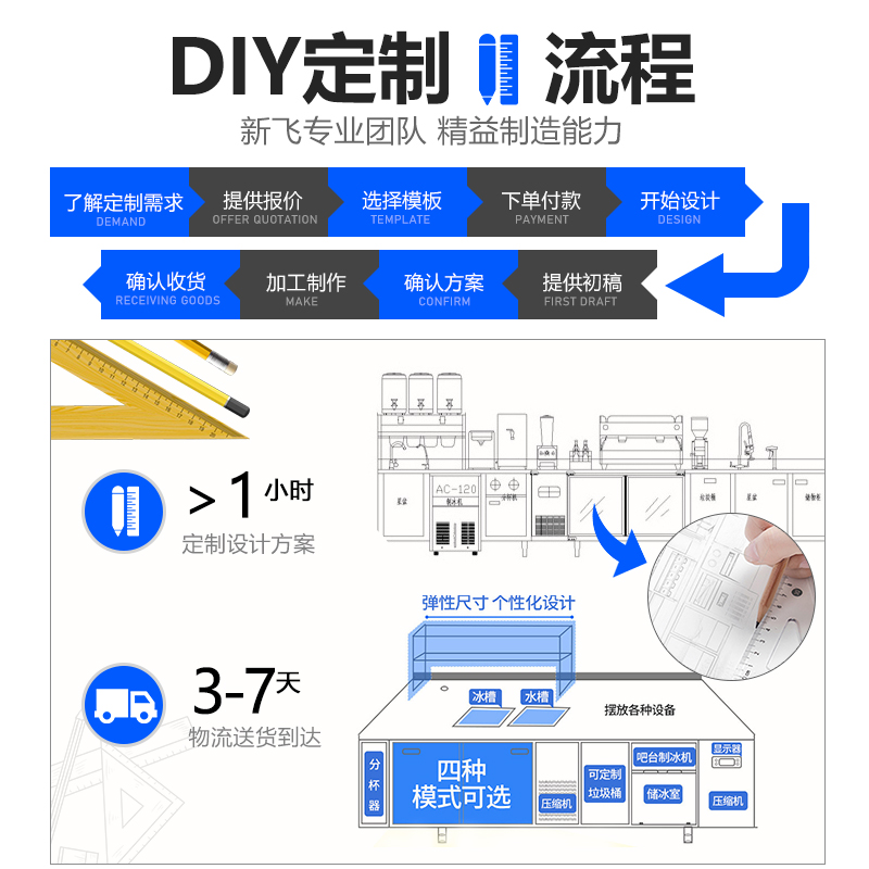 新飞水吧台商用奶茶店设备冷藏柜 新飞白陆展示柜