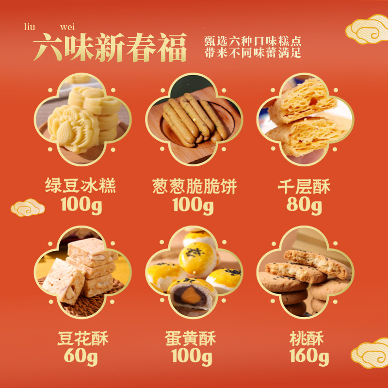 【交个朋友年货节】文和友糕点礼盒蛇年特产送礼传统点心600g*2