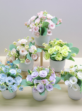 假花仿真花客厅家居装饰品绢布花室内餐桌花摆设盆栽轻奢花艺