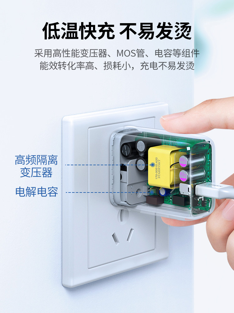 绿联适用于华为mate50荣耀小米红米苹果耳机充电器5a快充22.5w套装p40pro超级快充p20USB折叠插充国家3C认证 - 图3