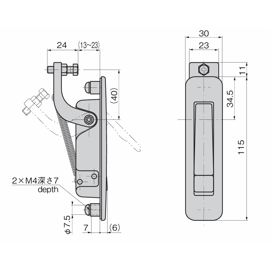 A-111 压紧式平面手柄 锁具把手 TAKIGEN泷源 日本原装进口 - 图1