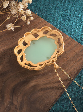 中国风汉服复古装女生配饰仿和田玉莲花玉石挂件宫廷旗袍气质项链