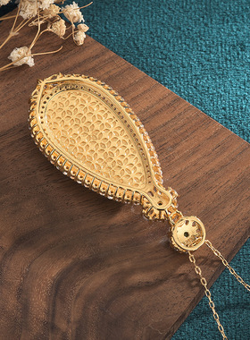 宫廷汉服饰配天然冰种阳绿玉髓吊坠镶嵌水滴挂件玉石无事牌女项链