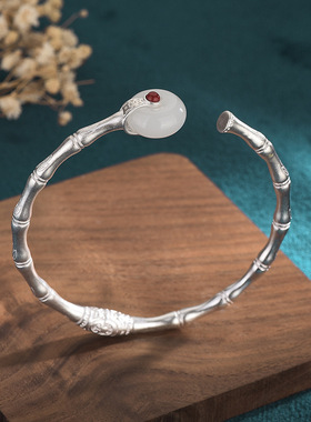 网红汉服旗袍中国古法银竹节女