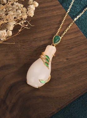 国潮项链首饰中国风设计复古宫廷珐琅彩白玉古装汉服旗袍搭配项饰