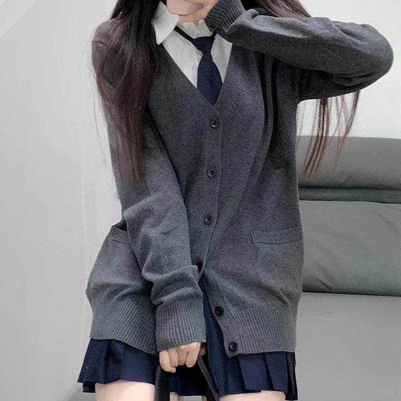日系jk制服套装秋冬学院风校供深灰针织开衫毛衣感上衣外穿外套女,淘宝优惠券,粉丝福利购,淘宝优惠卷