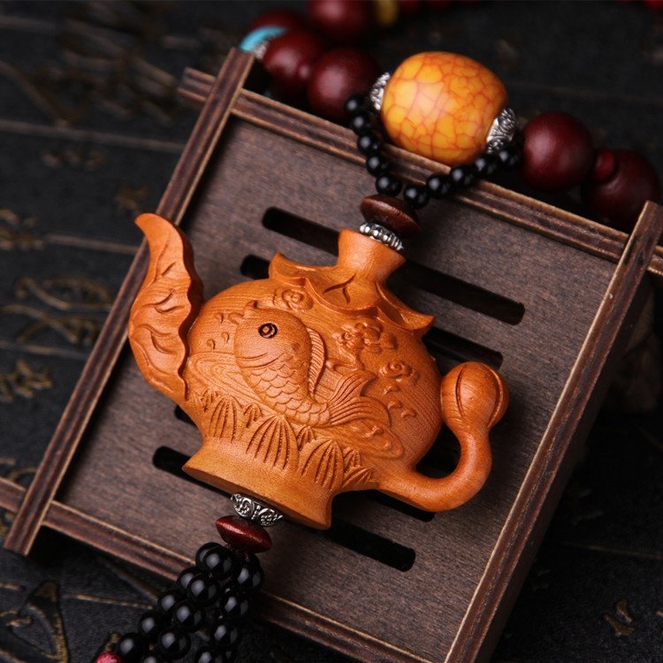 热卖 汽车挂件 鲤鱼茶壶整木桃木汽车内饰用品 汽车挂饰YMG14,淘宝优惠券,粉丝福利购,淘宝优惠卷