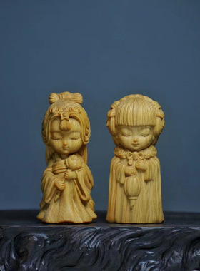 崖柏木雕手把件古风文玩四大美女创意家居桌面摆件工艺品手作