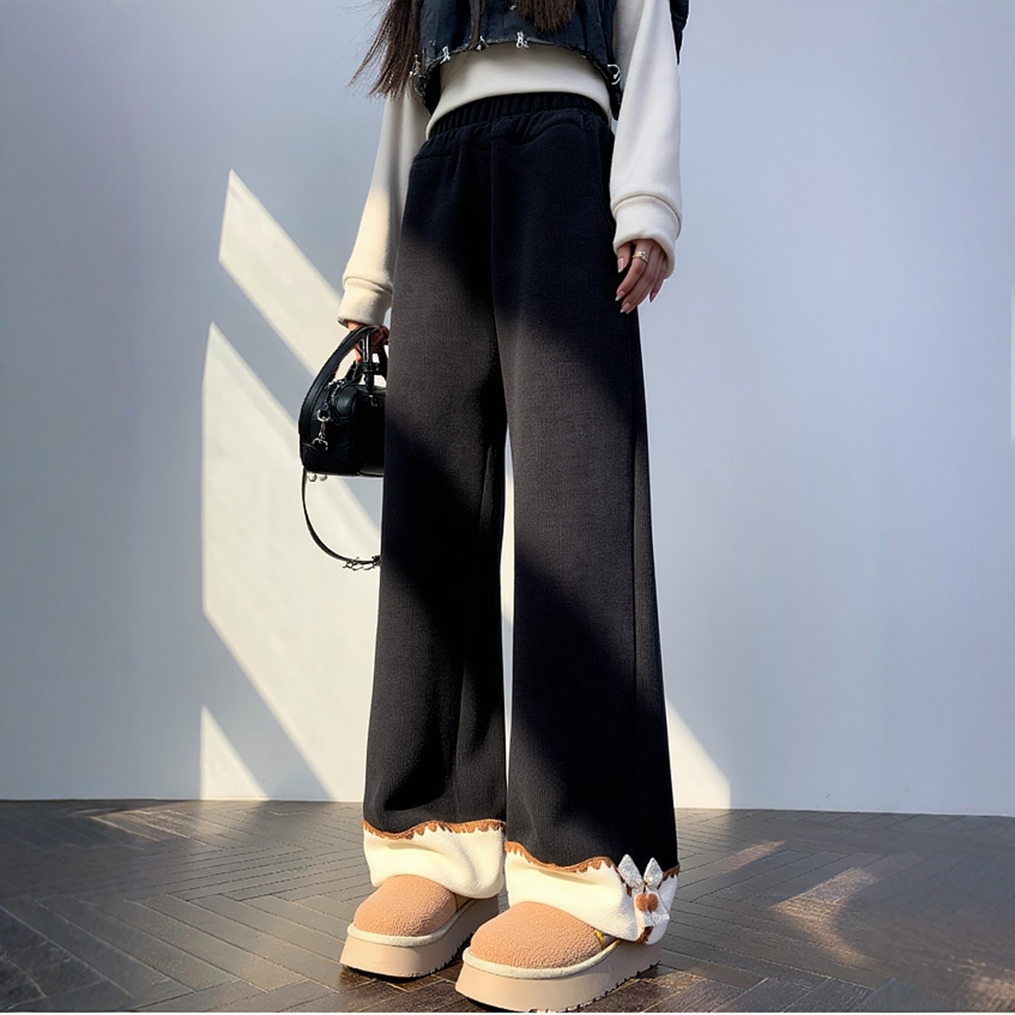 女童裤子秋冬2025新款儿童加绒阔腿裤女孩加厚卫裤大童冬季运动裤,淘宝优惠券,粉丝福利购,淘宝优惠卷