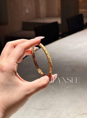 凌溪珠宝｜中古金色麦穗手镯春夏女新款复古重工手饰新中式细闪