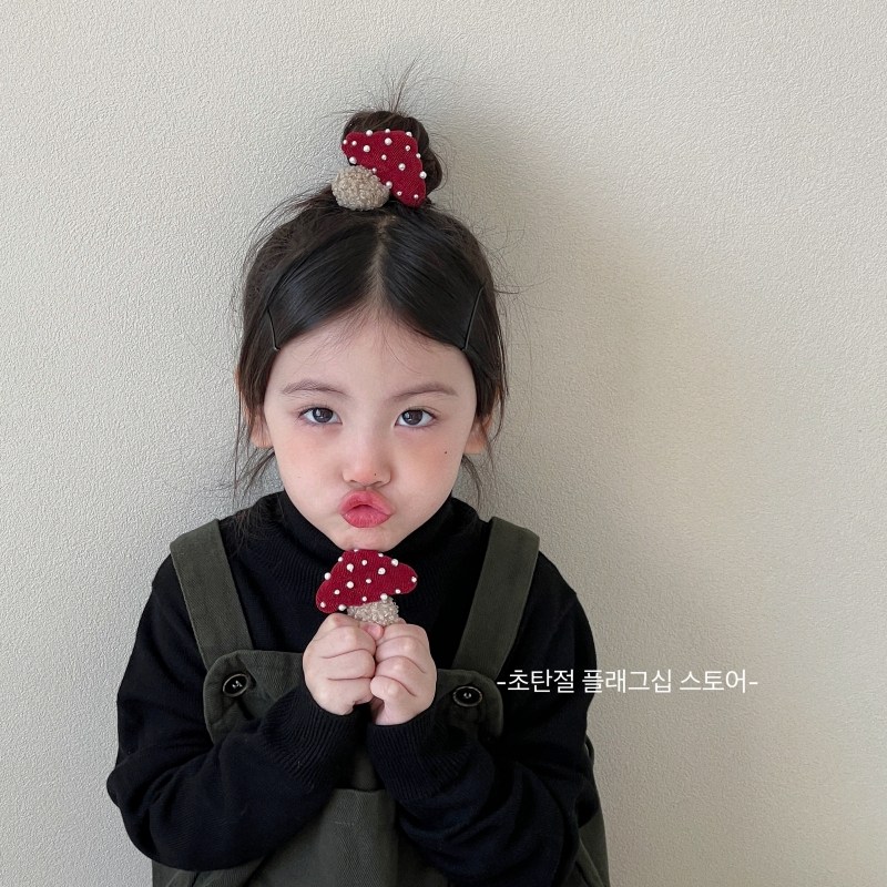 红色蘑菇珍珠儿童发夹发圈韩系布艺扎发皮筋儿童立体女童头绳头饰,淘宝优惠券,粉丝福利购,淘宝优惠卷