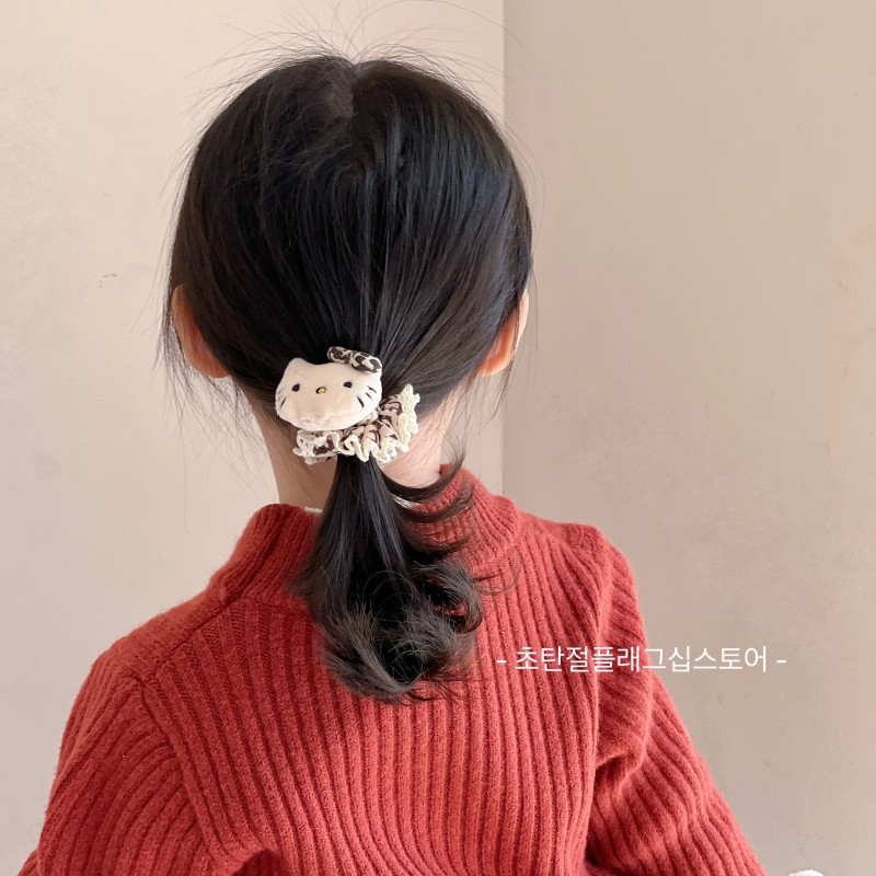 秋冬毛绒豹纹KT猫小女孩扎发头绳儿童发圈橡皮筋女童新款发绳头饰,淘宝优惠券,粉丝福利购,淘宝优惠卷