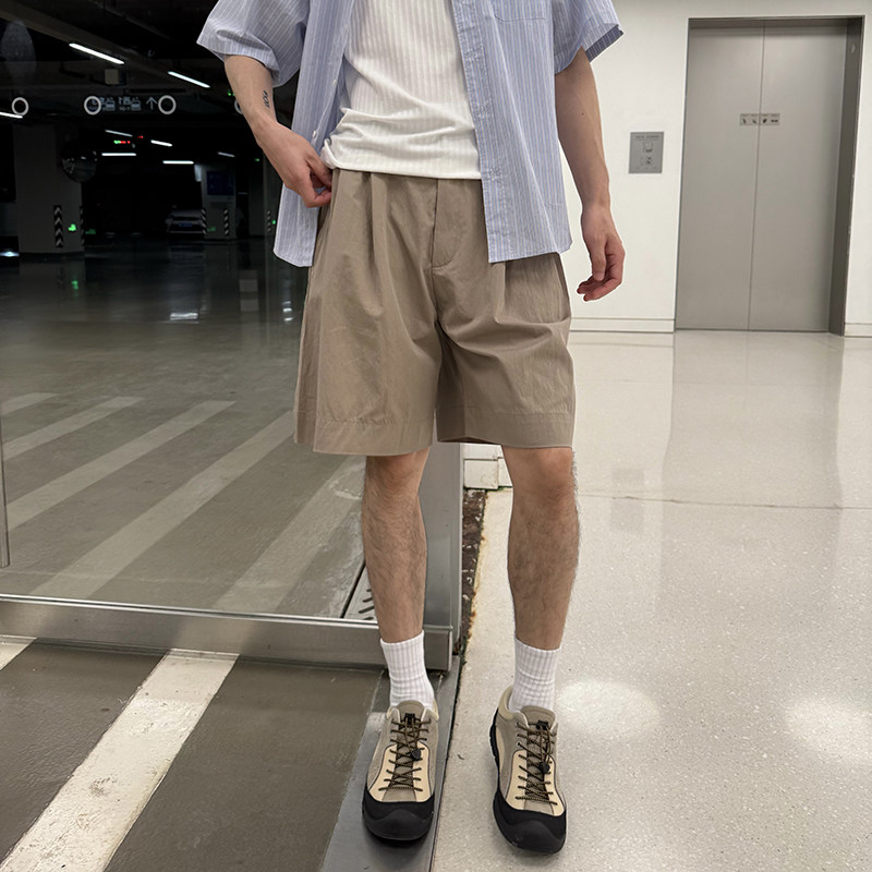 Nick Tian 卡其色薄柔软西裤短裤男夏季新款美式休闲宽松直筒百搭,淘宝优惠券,粉丝福利购,淘宝优惠卷