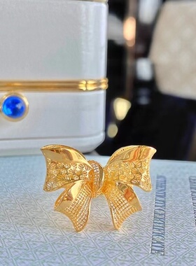 5G足金999蝴蝶结戒指夸张镂空戒