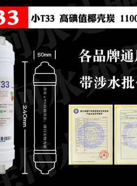家用净水器纯水机小T33后置活性炭滤芯快接商用大T33椰沁圆园通用