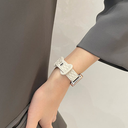 适用华为手环10/9表带8/7NFC腕带仿皮纹格纹硅胶荣耀9智能运动band7/6pro硅胶手表男女透气替换带云顶创想 - 图1