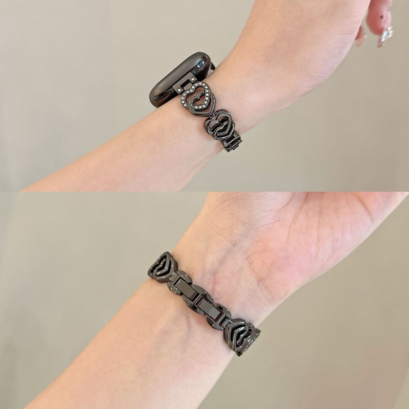 适用iwatchS10表带S11双心型链小香风女苹果s9/s8/7/6/5/4代手表applewatch s9金属腕带se3女士高级替换带,淘宝优惠券,粉丝福利购,淘宝优惠卷