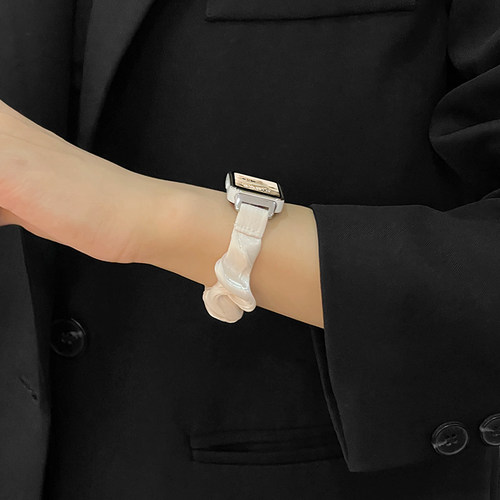 适用华为手环10/9表带band8/7法式弹力发圈腕带荣耀9智能运动band6pro夏天女生替换带保护壳配件云顶创想 - 图1