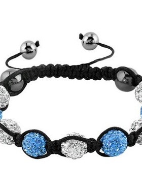 10mm 9颗钻钻球编织香巴拉手链软陶泥女士