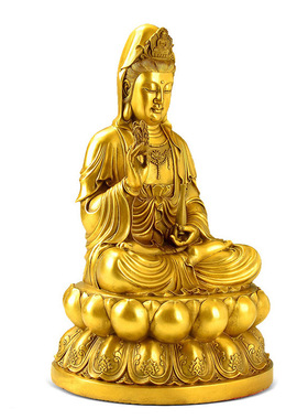 黄铜观音佛像摆件柳枝宝瓶观世音菩萨送子 平安家居佛堂用品