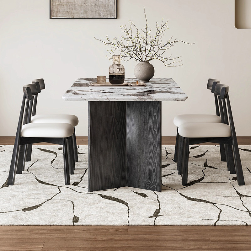 实木中古风雪山飞狐天然奢石餐桌高级感长方形新款大理石饭桌佛山,淘宝优惠券,粉丝福利购,淘宝优惠卷