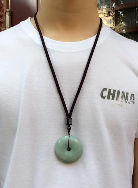 复古玉石挂件平安扣项链男士玉佩