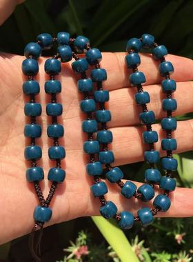 靛青色玉石吊坠挂件绳男女项链绳