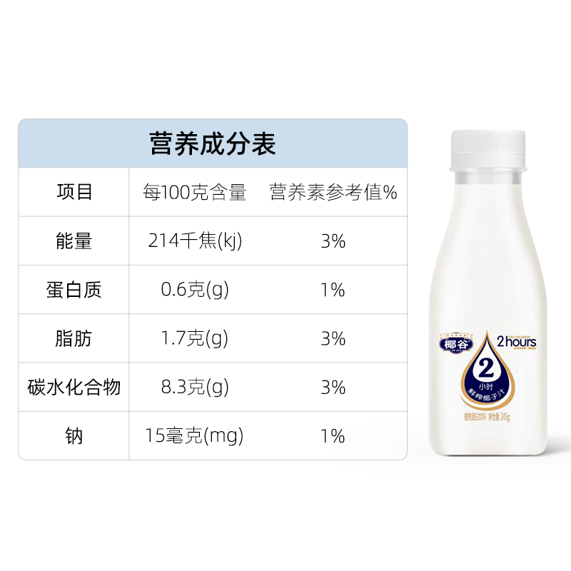 椰谷正宗鲜椰汁新鲜椰奶饮料整箱网红饮品生榨椰子汁245g*10瓶装_咖啡_麦片_冲饮 第2张