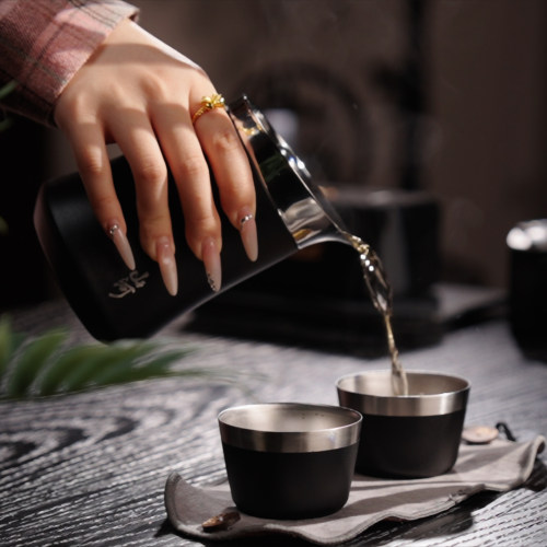 入一山河随行壶旅行茶具一人饮316不锈钢收纳包户外便携茶具套装 - 图0